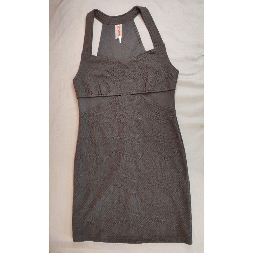 Women's Free People Textured Mesh Mini Dress Gray Medium